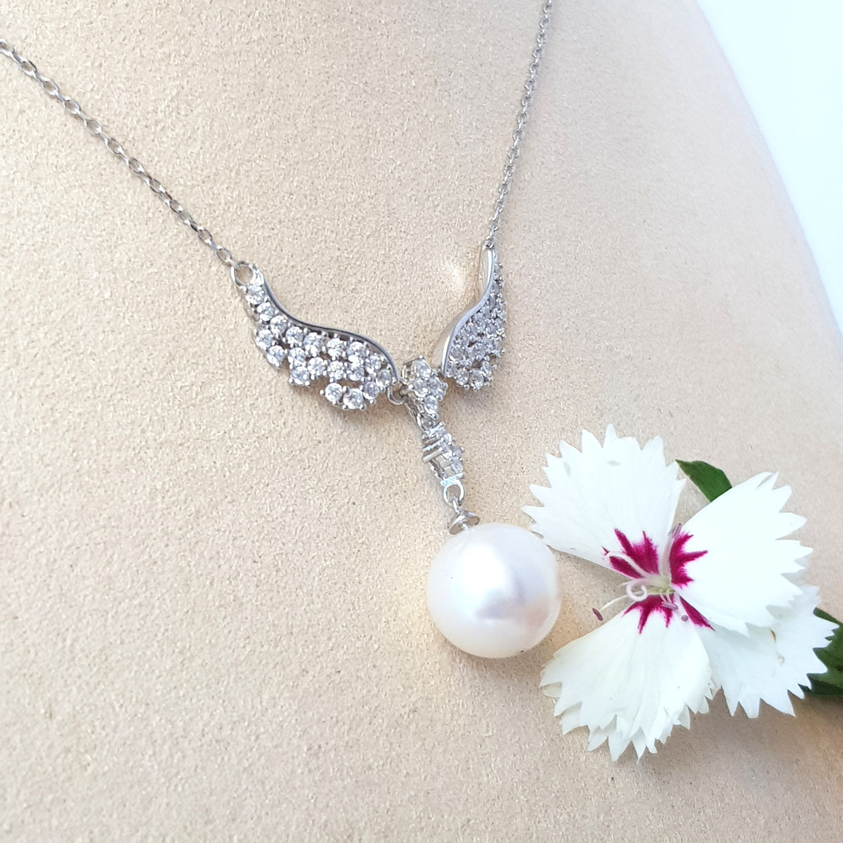 Dây Chuyền Mặt Ngọc Trai Cao Cấp - Đôi Cánh Thiên Thần- Trang Sức Cô Tấm - ANGEL WINGS PEARL - Bạc S925 Nạm Zirco - COTAM0506 + Tặng Kèm Phụ Kiện Bảo Dưỡng
