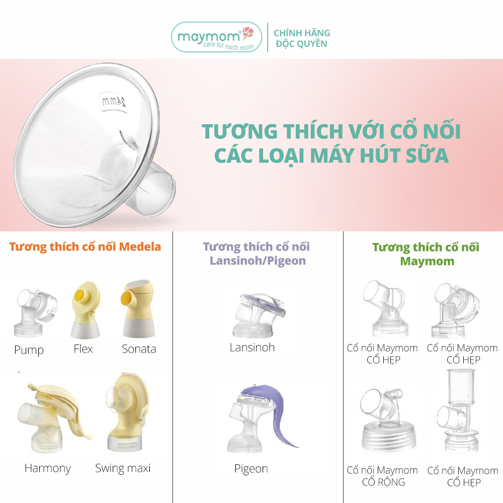 Phễu Hút Sữa Maymom Myfit, Phụ Kiện Thay Thế Máy Vắt Sữa Medela, Spectra, Avent, Unimom, Rozabi, Cimilre (1 cái)