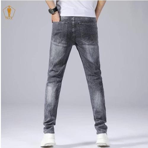 Quần jean nam TRAZ rách gối màu đen trơn chất bò cao cấp co dãn 4 chiều đẹp rin trơn form dáng skinny