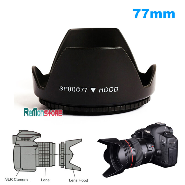 Lens hood loa che nắng hoa sen vặn ren ống kính Phi 77mm