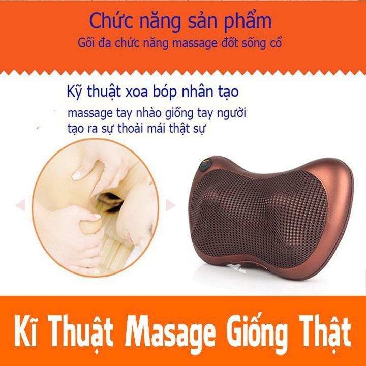 Gối Massage Cổ Vai Gáy Có Đèn Hồng Ngoại 8 Bi Cao Cấp Công Nghệ Nhật Bản