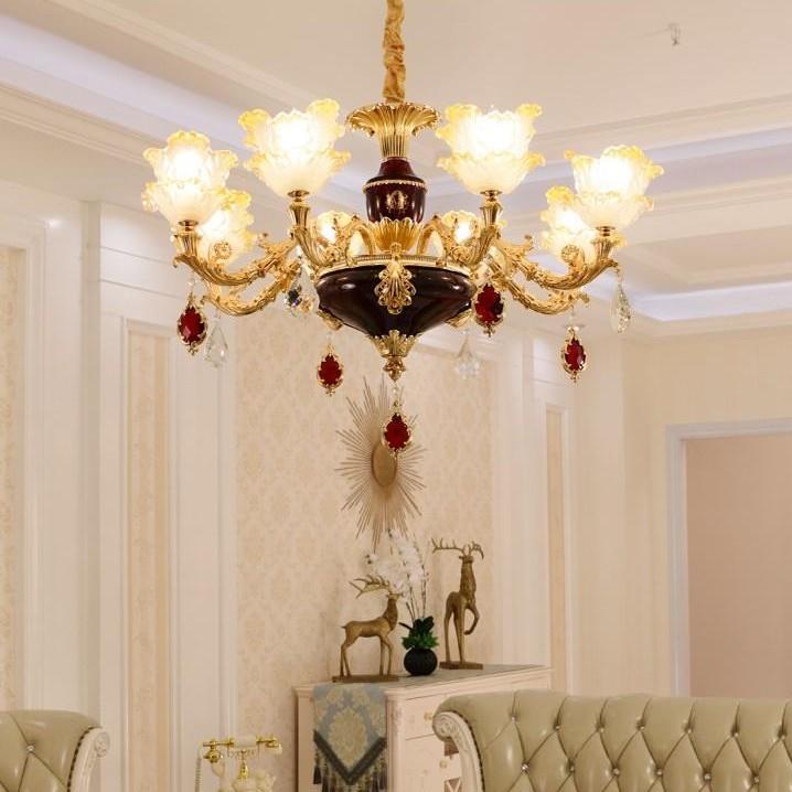 Đèn chùm trang trí nội thất IRELIA phong cách Châu Âu hiện đại loại 6, 8, 15 tay - Tặng kèm bóng LED cao cấp