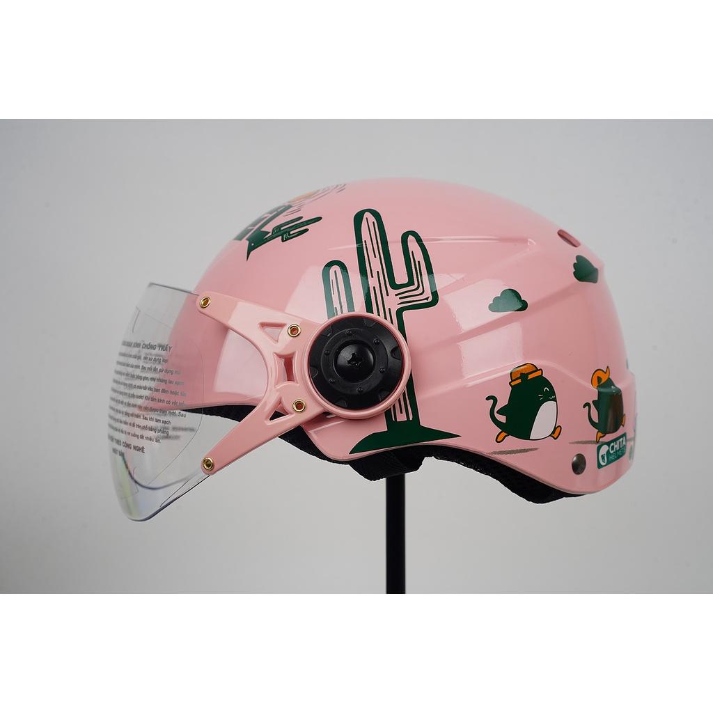 Mũ Bảo Hiểm Trẻ Em CHITA HELMETS CT25K Tem Mèo Du lịch - Hồng - M