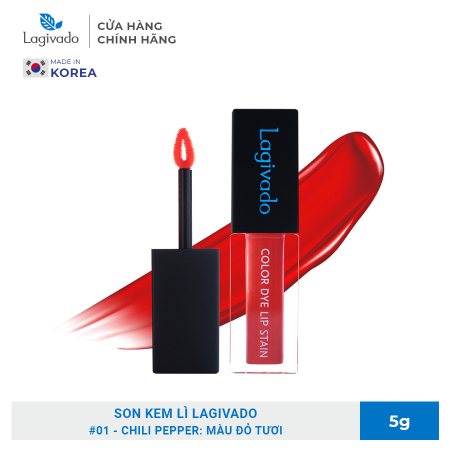 Son kem lì lên màu chuẩn, lâu trôi, mềm mịn Hàn Quốc Lagivado Color Dye Lip Stain 4.5g - 4 màu