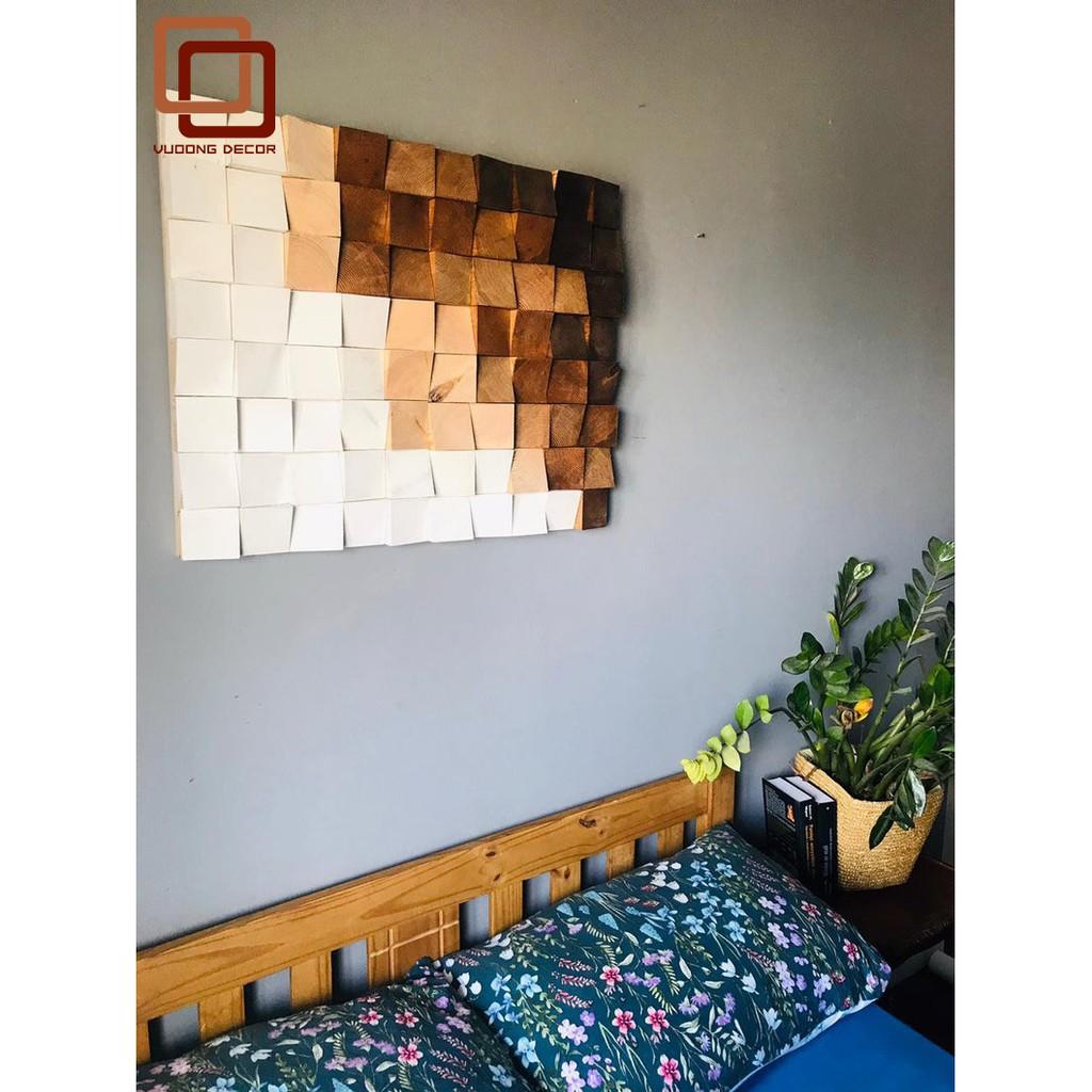 Tranh gỗ trang trí 3D tone NÂU - TRẮNG (Wood mosaic) - (KÍCH THƯỚC 30x40 và 40X60cm)