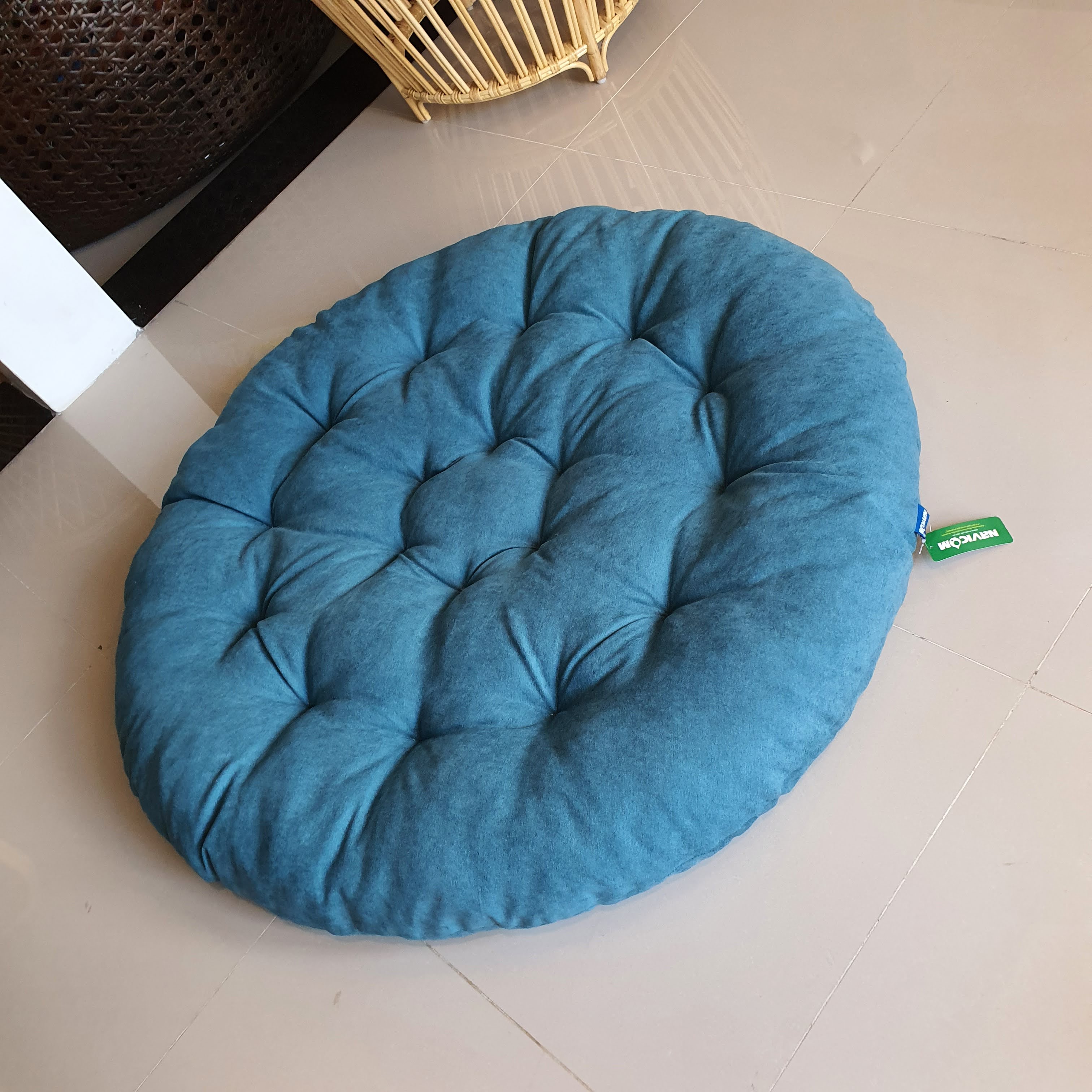 Ghế thư giãn papasan nệm vải bố cao cấp (xanh lam)