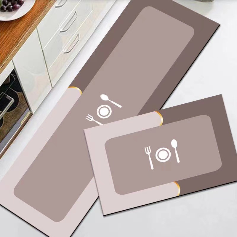 Thảm lau chân siêu thấm hút nước silicon (Bộ 2 tấm) - Thảm nhà bếp chùi chân hình chữ nhật mẫu mới đế cao su chống trơn trượt, dễ giặt và vệ sinh sau khi dùng