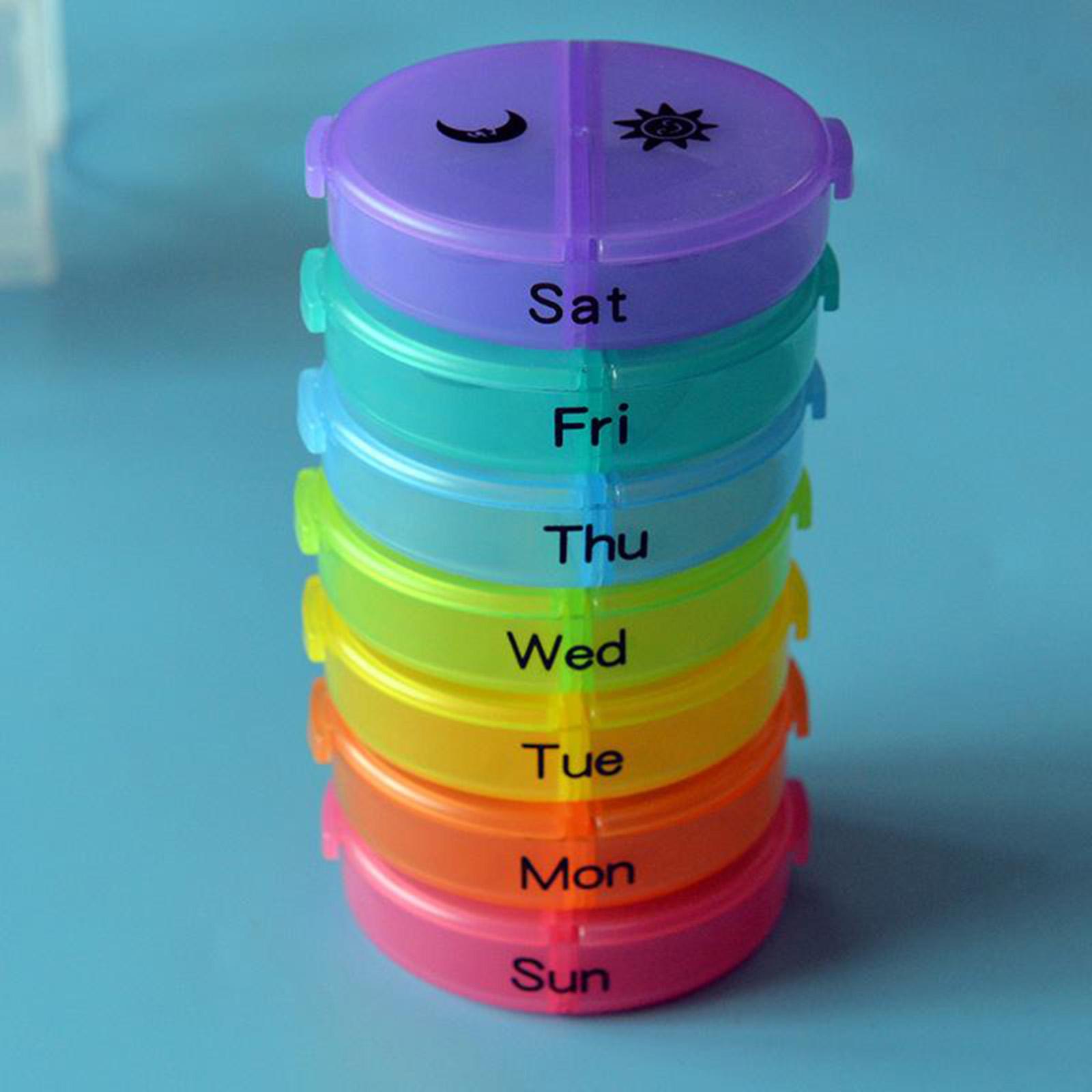 Rainbow Design Portable Seven-Day Pill Box Medicine Case Organiser for Vitamins Fish Oil