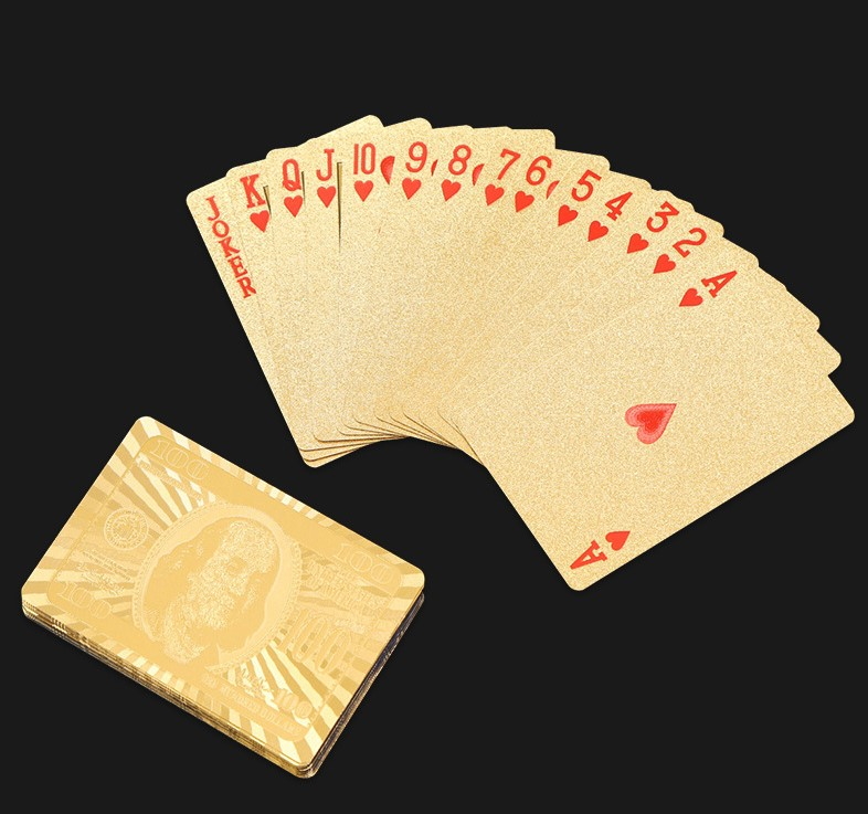 Bộ bài tây PVC mạ vàng 24k cao cấp, Bộ bài Poker mạ vàng chất liệu đàn hồi chống thấm nước - Hàng chính hãng D Danido