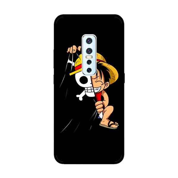 Ốp Lưng in cho Vivo V17 Pro Mẫu Mũ Rơm Nền Đen - Hàng Chính Hãng