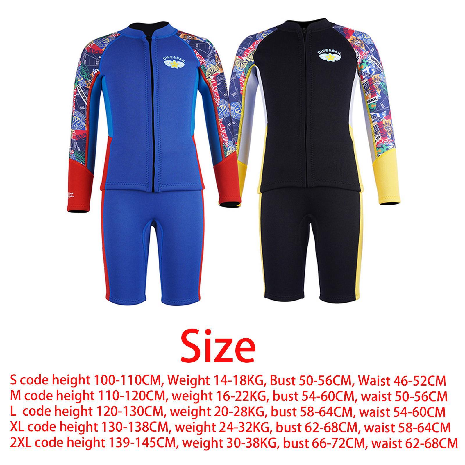 Split Wetsuit Kids Long Sleeve Wet Suit for Water Sports Canoeing Snorkeling
