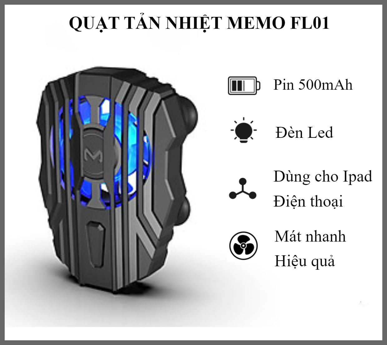 Hình ảnh Quạt tản nhiệt điện thoại gaming SIDOTECH FL1 / FL5 / DL5 / DL6 ( 2 phiên bản sò lạnh và quạt gió) làm mát hạ nhiệt nhanh khi chơi game bị nóng phù hợp cho game thủ mobile Liên Quân Tốc Chiến FF PUBG - Hàng Chính Hãng