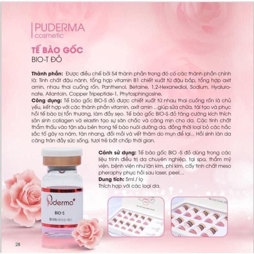 [Freeship] Tế Bào Gốc Đỏ PUDERMA BIO-S Đỏ, tiệt trùng 100%: mờ nám, tàn nhang, đồi mồi, vết thâm, tái tạo da... dùng để dưỡng tái tạo da hàng ngày hoặc trong các liệu trình Messo, Vi kim