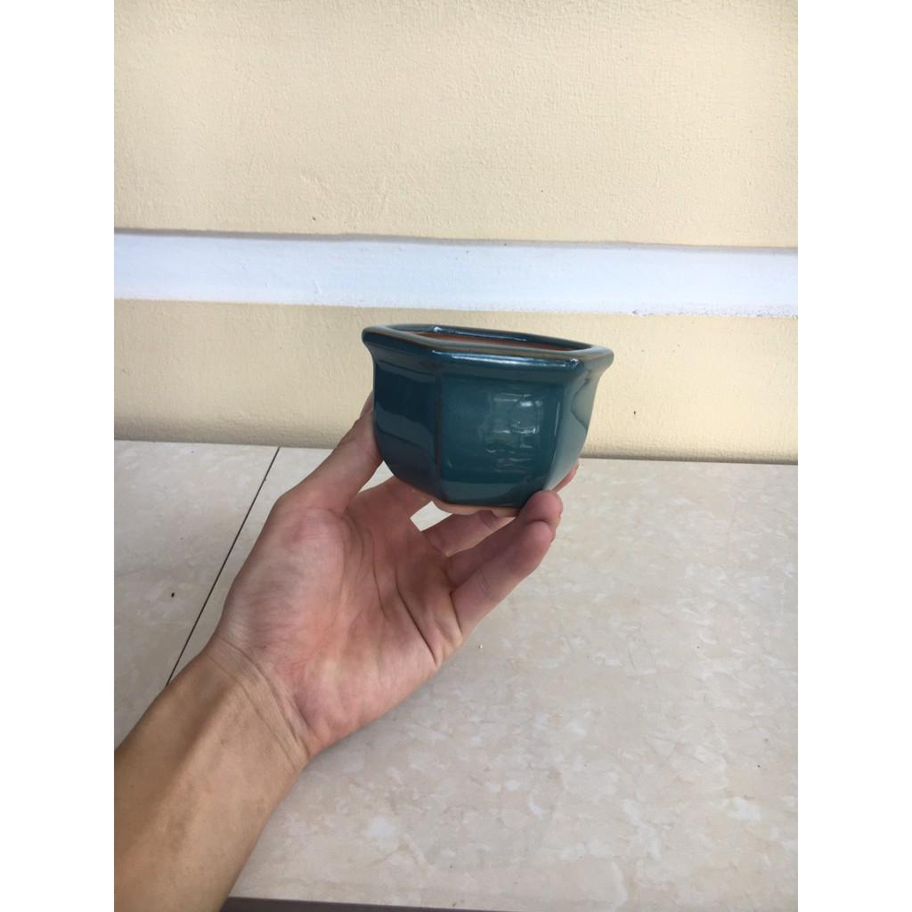 Chậu bonsai Lục giác mini men hỏa biến gốm Bát tràng 1 size BM-63