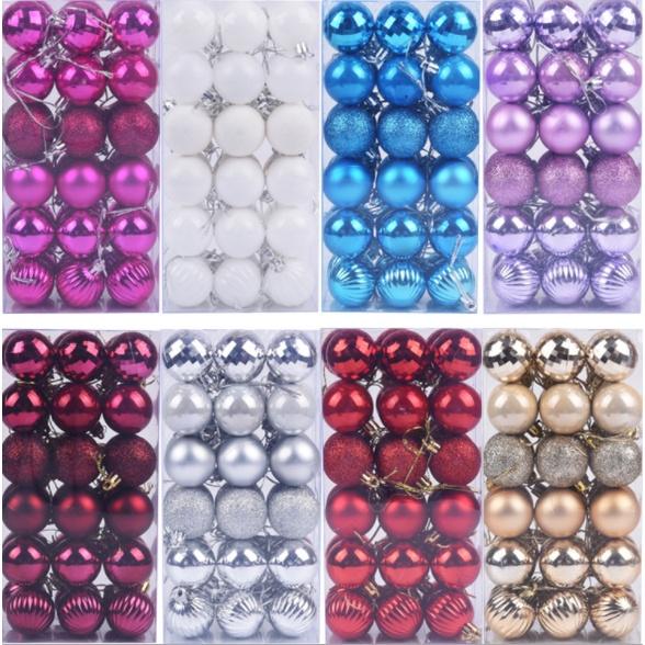 Hộp 6,12,18, 36 quả châu trang trí noel 4cm MẪU E19