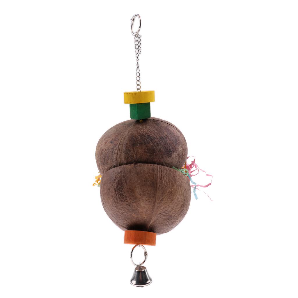 Parrot Bird Cage Chew Play Toy Coconut Hanging Swing For Parakeet Cockatiel