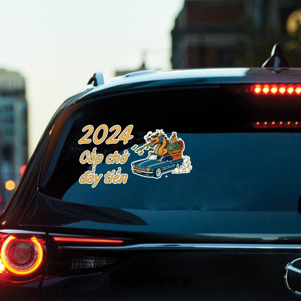 Decal dán xe, tem dán xe, Rồng 2024 - thiết kế đặc biệt phủ sơn UV dán kính hậu ôtô Mày mò Store.