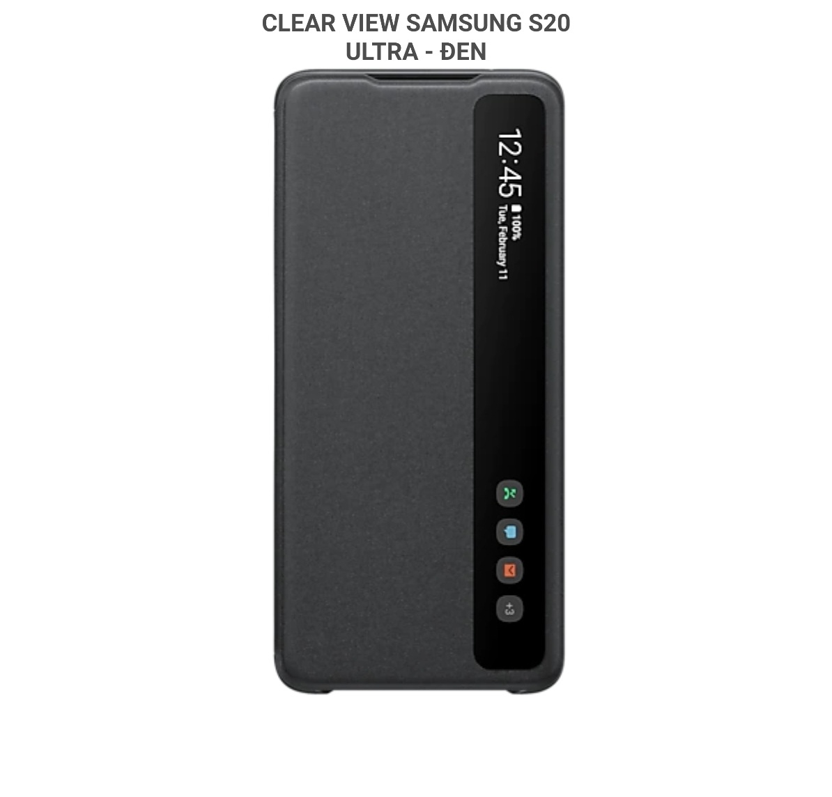 Bao Da Clear View Dành Cho Samsung Galaxy S20 Ultra Model EF-ZG988 Màu Đen- Hiển Thị Thông Tin Trên Màn Hình Thông Minh - Full Box Nguyên Seal