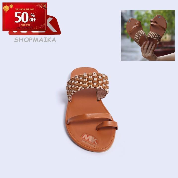 Dép Quai Ngang Xỏ Ngón Thời Trang S122 Nâu