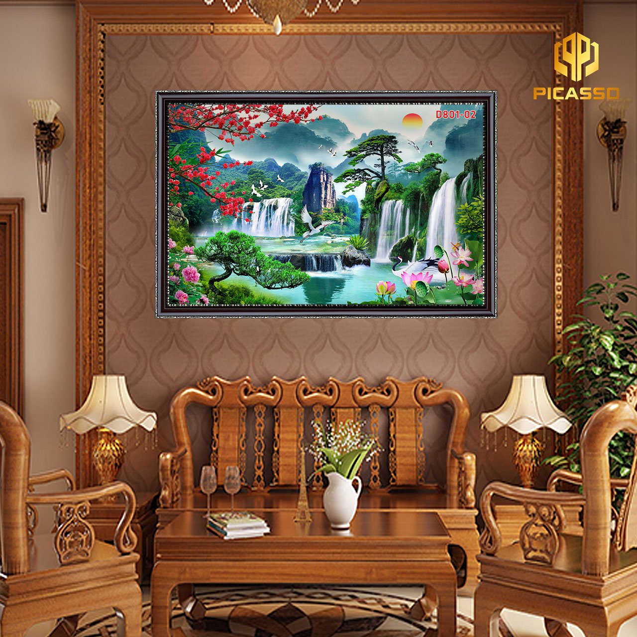 Tranh kính Sơn thủy hữu tình D801 01