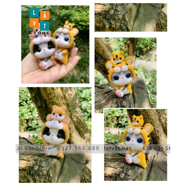 2021-Bộ len chọc Mèo Mũm Mĩm có hướng dẫn làm quà tặng ý nghĩa. Needle felting cat