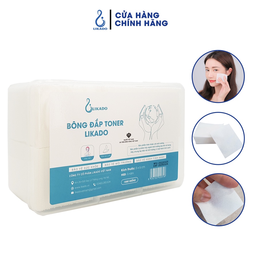 Bông đắp toner lotion mask Likado 1000 miếng cotton mềm (1 hộp)