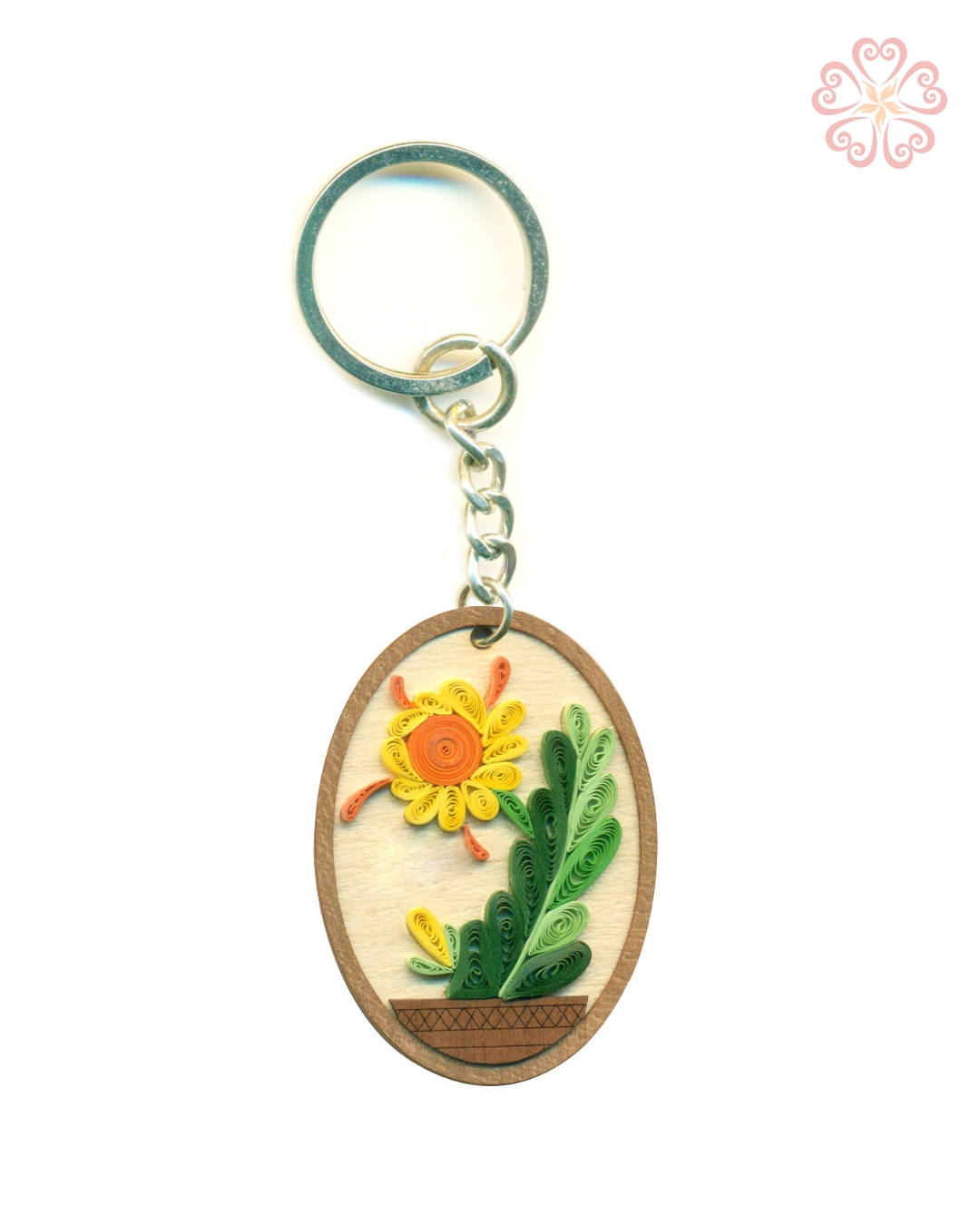 Móc khóa veener and quilling chủ đề các loài hoa size 4x5.6cm