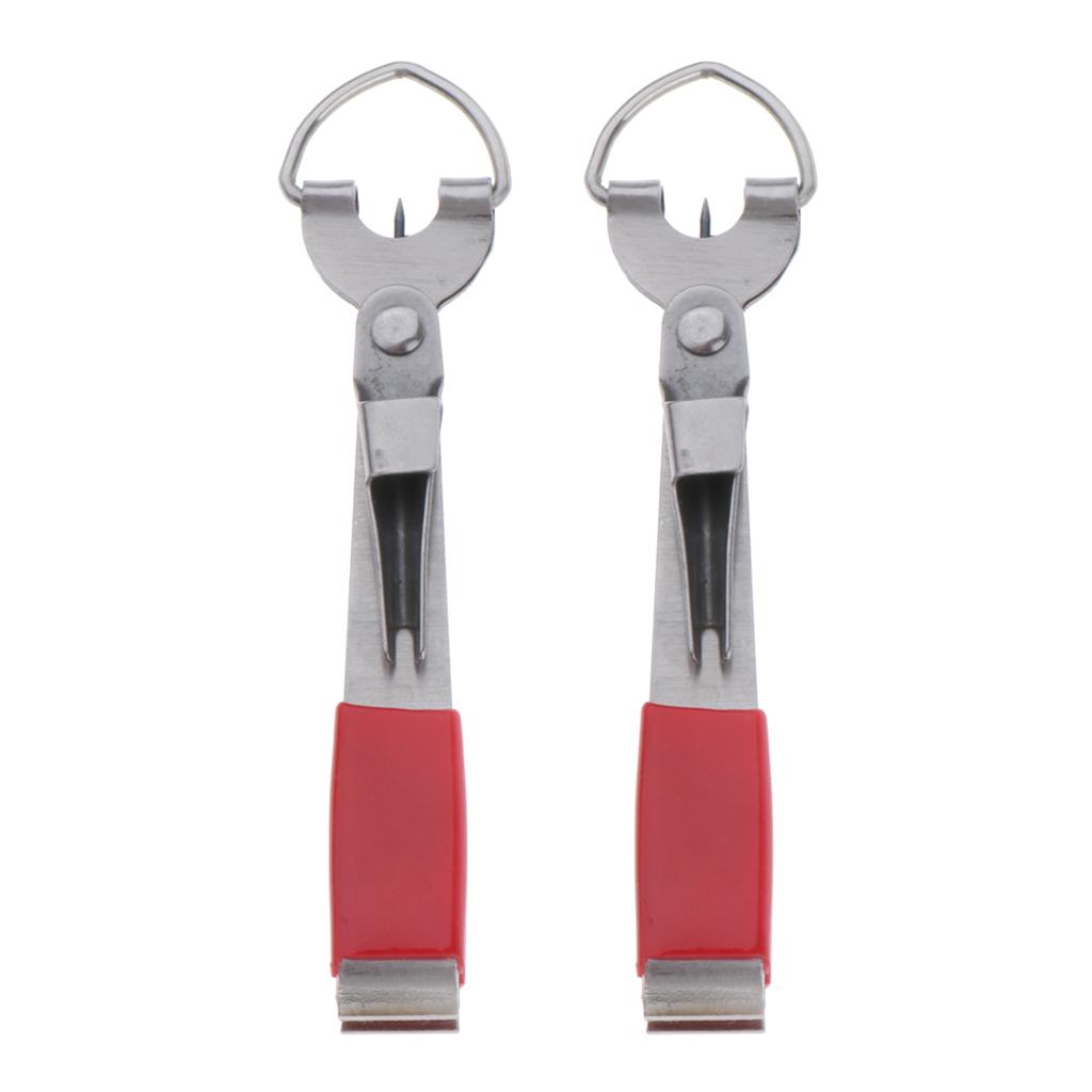 2pcs Stainless Steel 4 In 1 Quick Knot Tying Tool Fishing Clippers Red