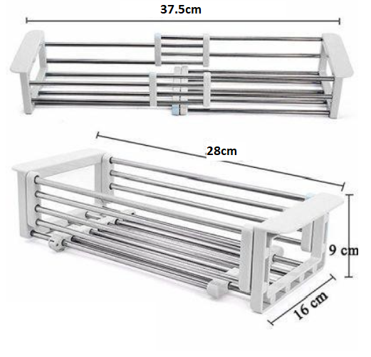 Rổ, Khay Gác Bồn Rửa Chén , Giá Gác Bồn Rửa Chất Inox Rút Gọn Siêu Tiện Lợi Đựng Rau Củ Quả Thực Phẩm GD775-KhayXepIC