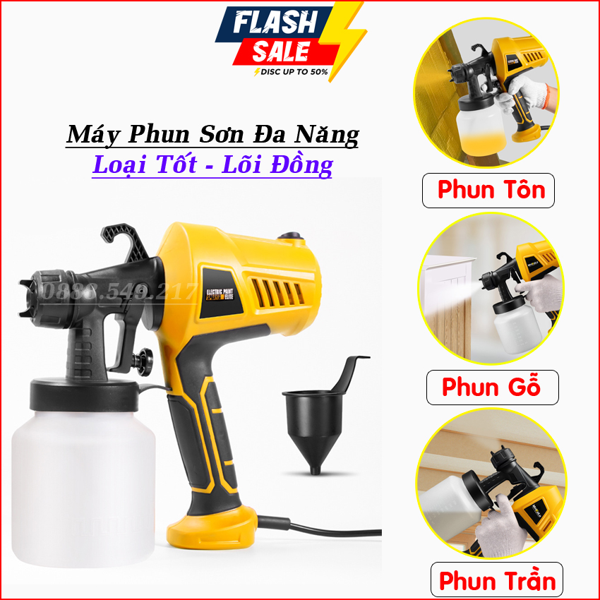 Máy Phun Sơn Cầm Tay Công Suất Lớn 3 Chế độ Đa Năng Cao Cấp Chẩn Lõi Đồng