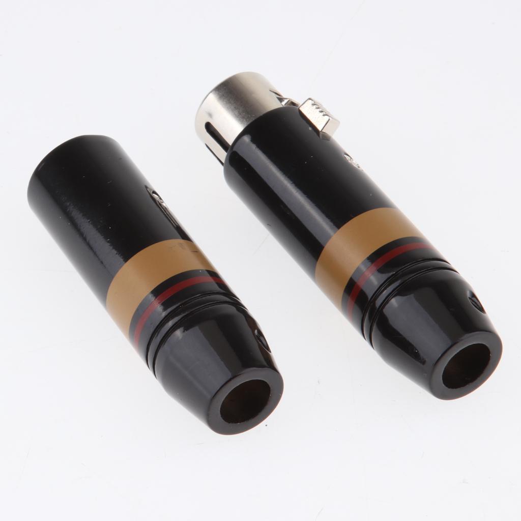 Silver-plated 3 Pin XLR Audio Cable Connector for MIC, Black