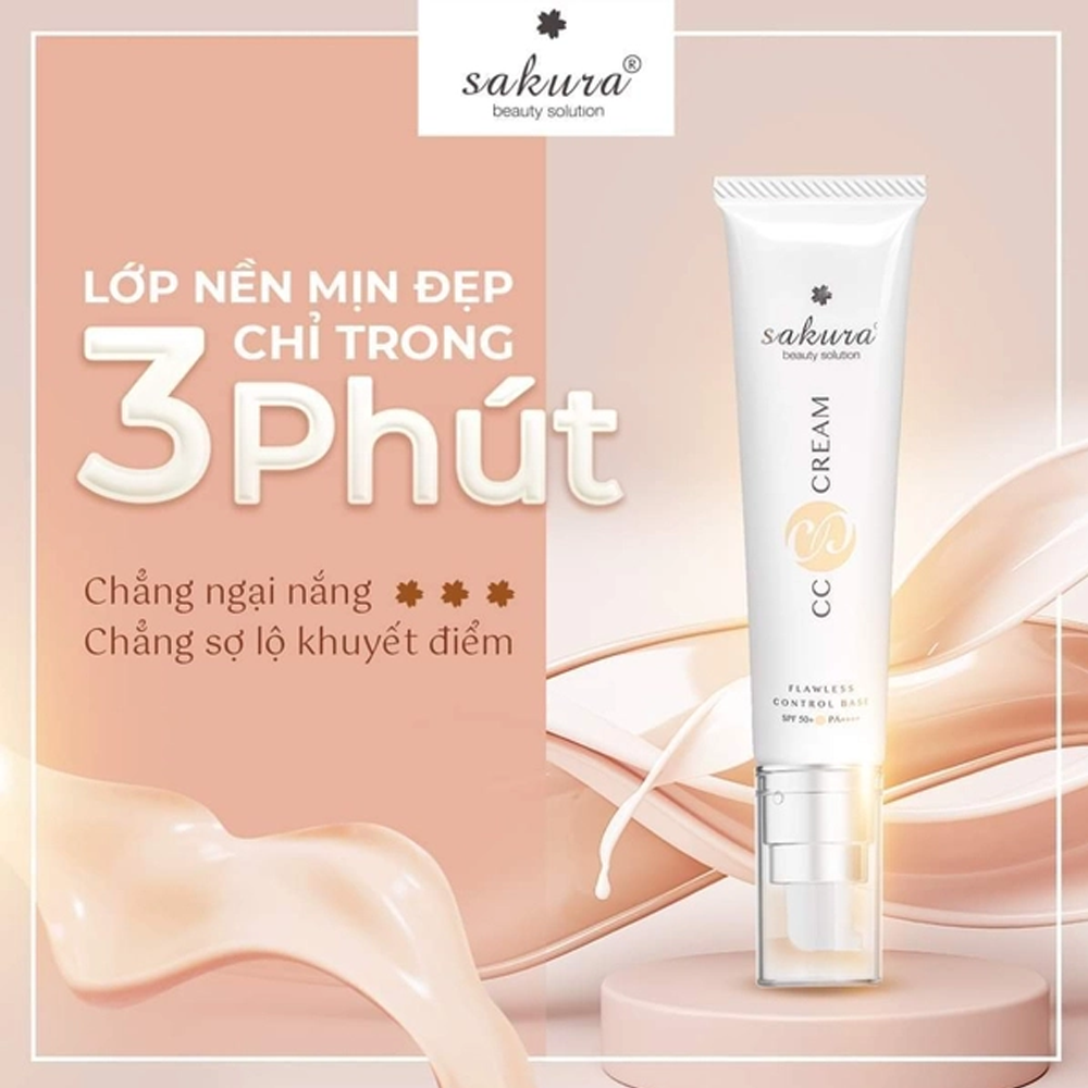 Kem trang điểm đa năng Sakura CC Cream Flawless Control Base SPF50+ PA++++ 40ml