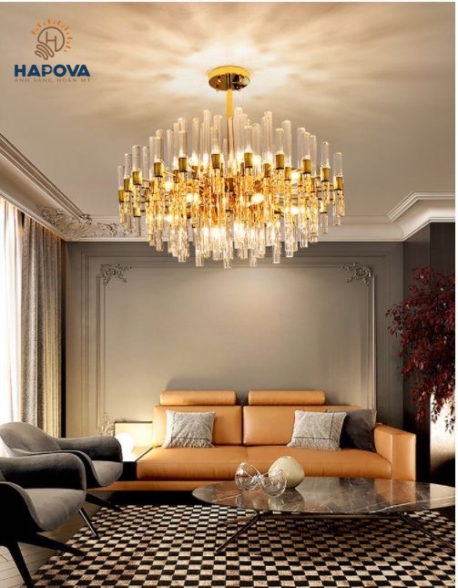 Đèn chùm pha lê cao cấp HAPOVA TAILER 0967 Đường kính 800mm + Tặng bóng E14