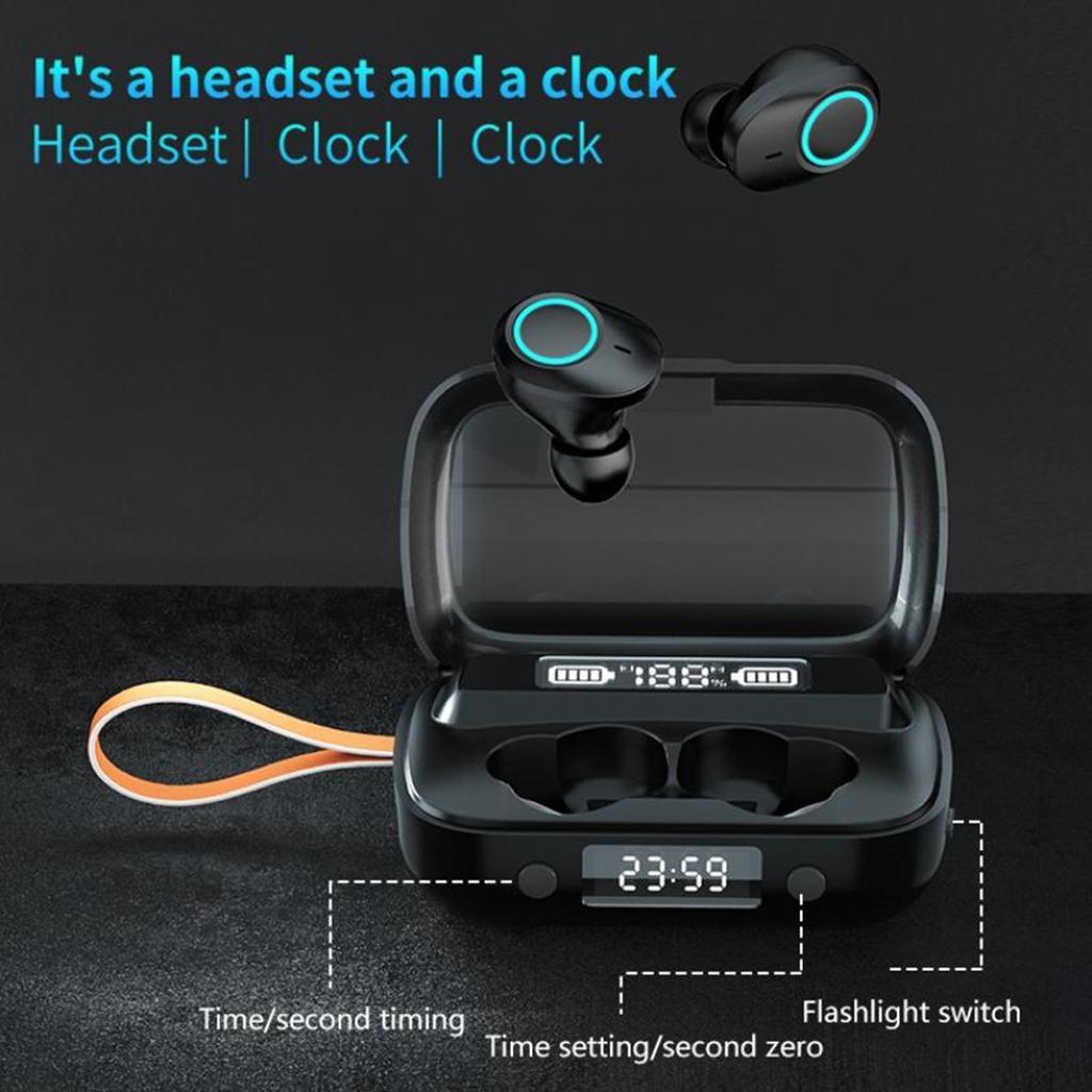 Bluetooth V5.1 Earphone Mini Wireless Sport Stereo Headset Flashlight