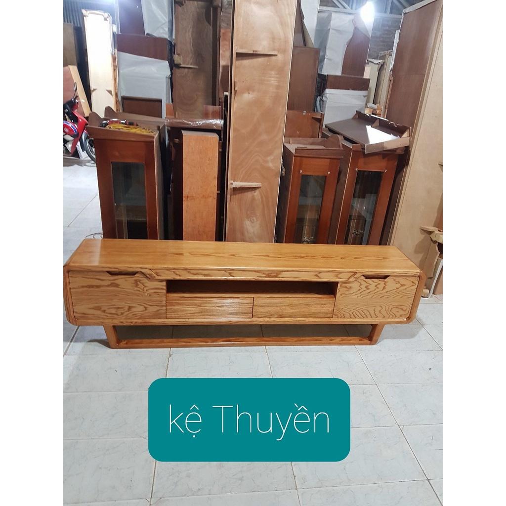 Kệ tivi thuyền, gỗ sồi dài 2m, 2m2, 2m4