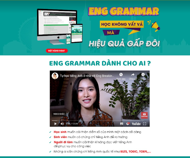Khóa Học online Ngữ Pháp Eng Grammar - 3 tháng