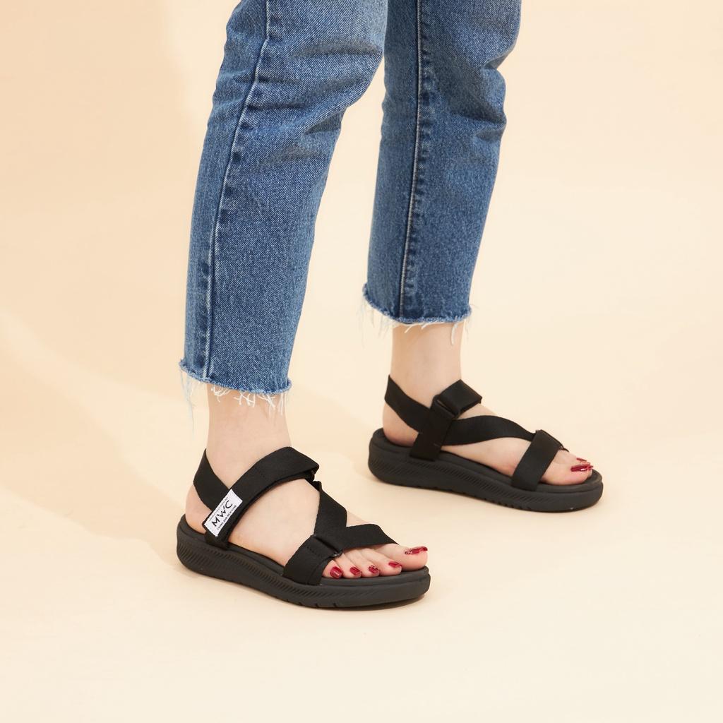 Giày MWC 2912 - Giày Sandal Đế Bằng, Giày Sandal Quai Chéo Vải Dù Đế Bằng Cá Tính