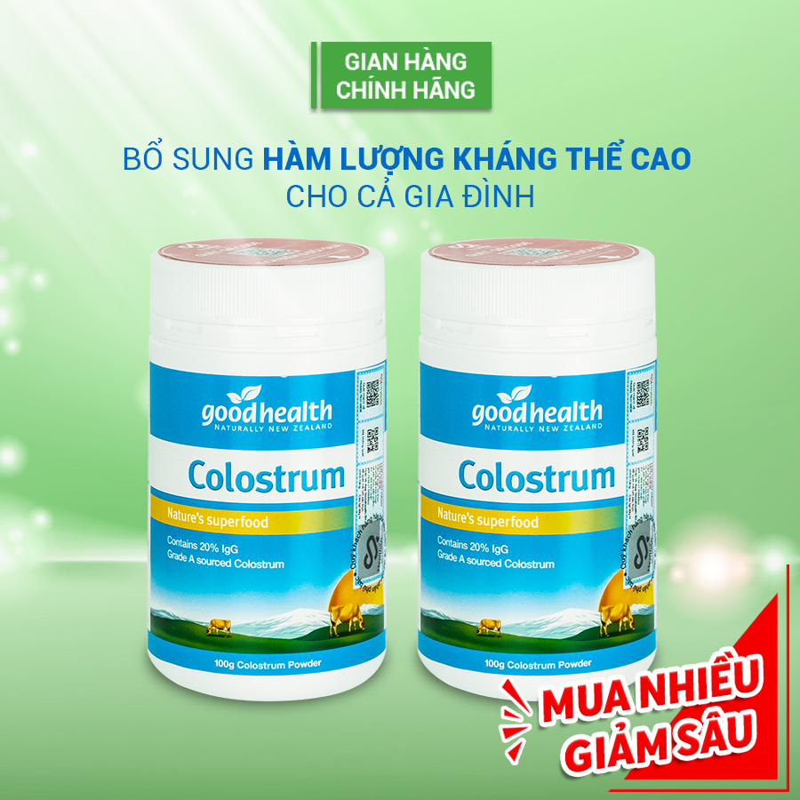 Combo 2 hộp Sữa non Goodhealth Colostrum 100g-Tăng cường sức đề kháng-Hàng nhập khẩu chính hãng tại New Zealand