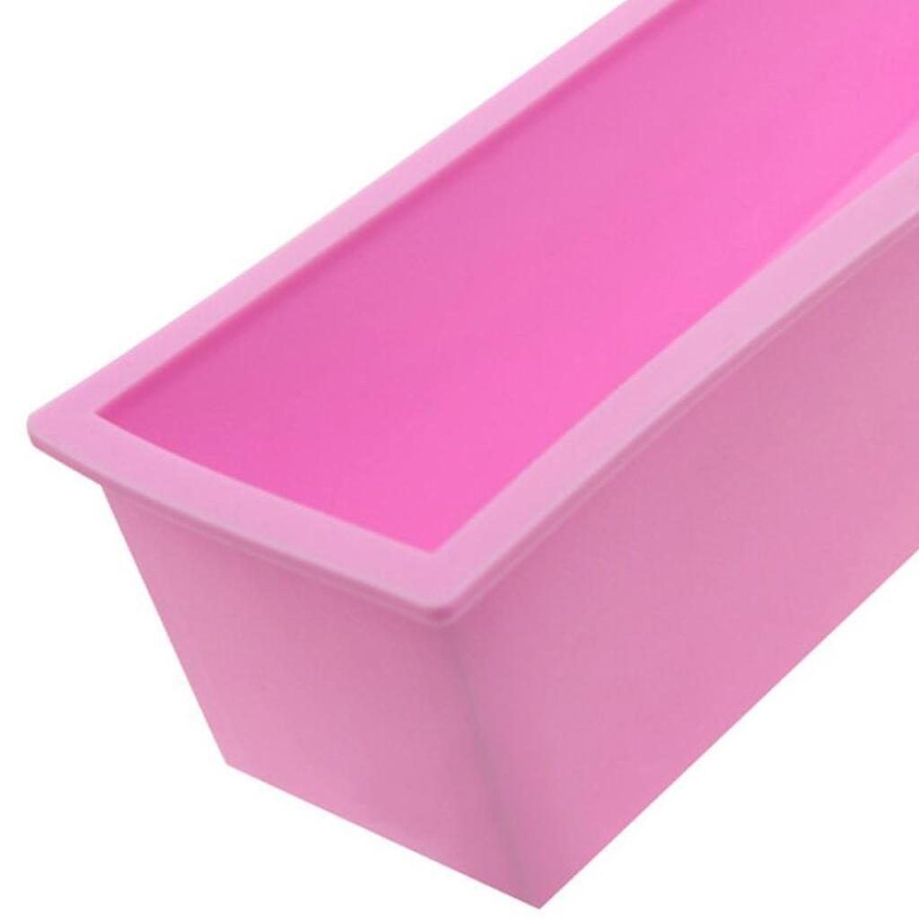 1200g Silicone Soap Loaf Mold Wooden Box DIY Making Tool BPA Free A Pink