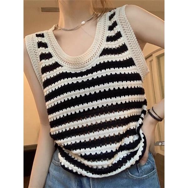 Áo ba lỗ nữ len dệt kim lỗ QC 3 màu hot hit
