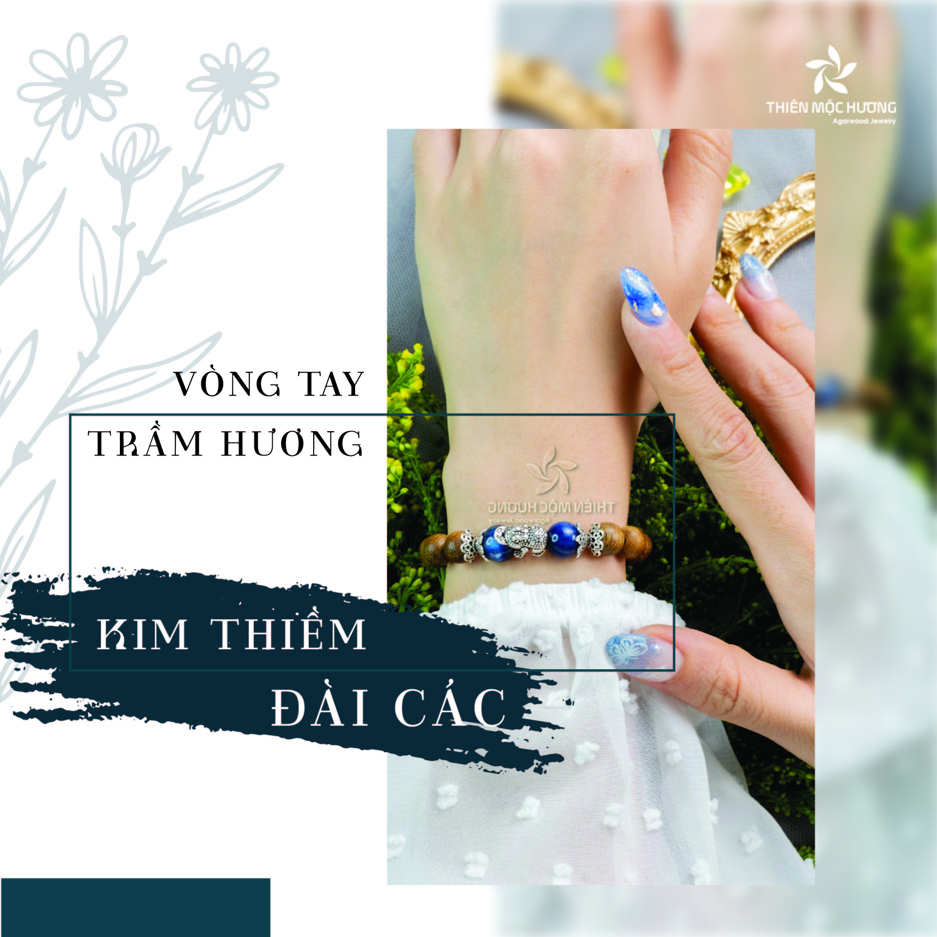 Vòng tay trầm hương tự nhiên Kim Thiềm Đài Cát - Phồn Vinh mix Charm Bạc 925 đặc biệt - Thiên Mộc Hương