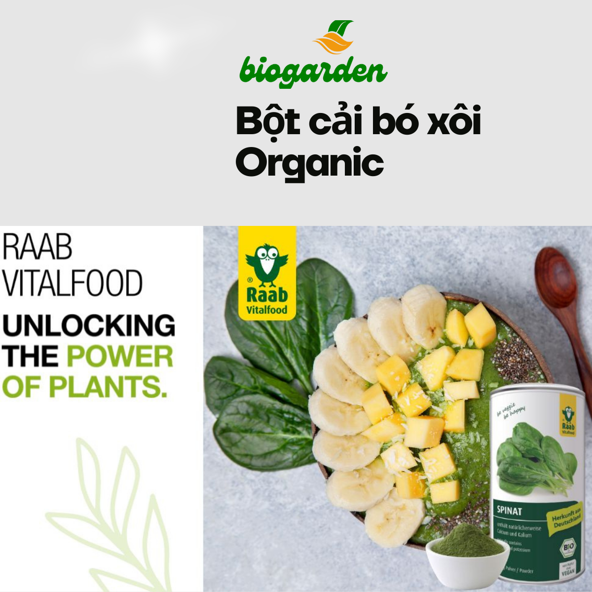 Bột Cải Bó Xôi Hữu Cơ Raab (210g)