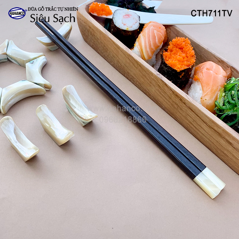 Đũa gỗ trắc vuông đầu ốc biển New Zealand Hàng VIP - đũa gỗ tự nhiên siêu sạch - an toàn cho sức khỏe - CTH711TV - Chopstick of HAHANCO