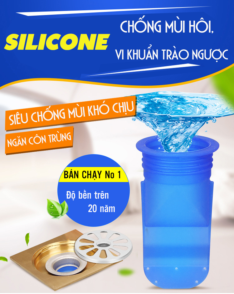 Silicone  thoát sàn chống mùi, ngăn côn trùng vi khuẩn chui lên lắp thoát sàn Nhà tắm, ống xả nước máy giặt, chậu rửa mặt - Phiên bản nâng cấp thế hệ 2 - Model S121