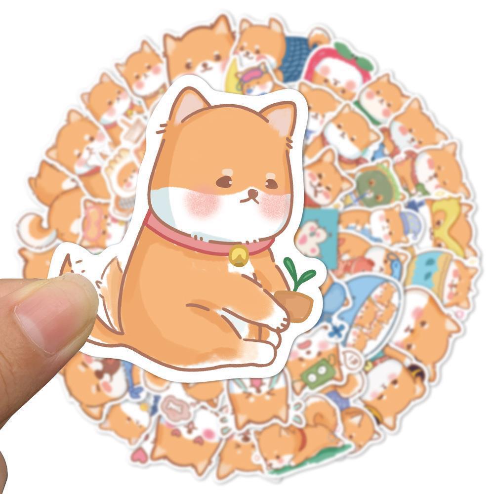 Sticker shiba inu chibi hoạt hình cute trang trí mũ bảo hiểm,guitar,ukulele,điện thoại,sổ tay,laptop-mẫu S61