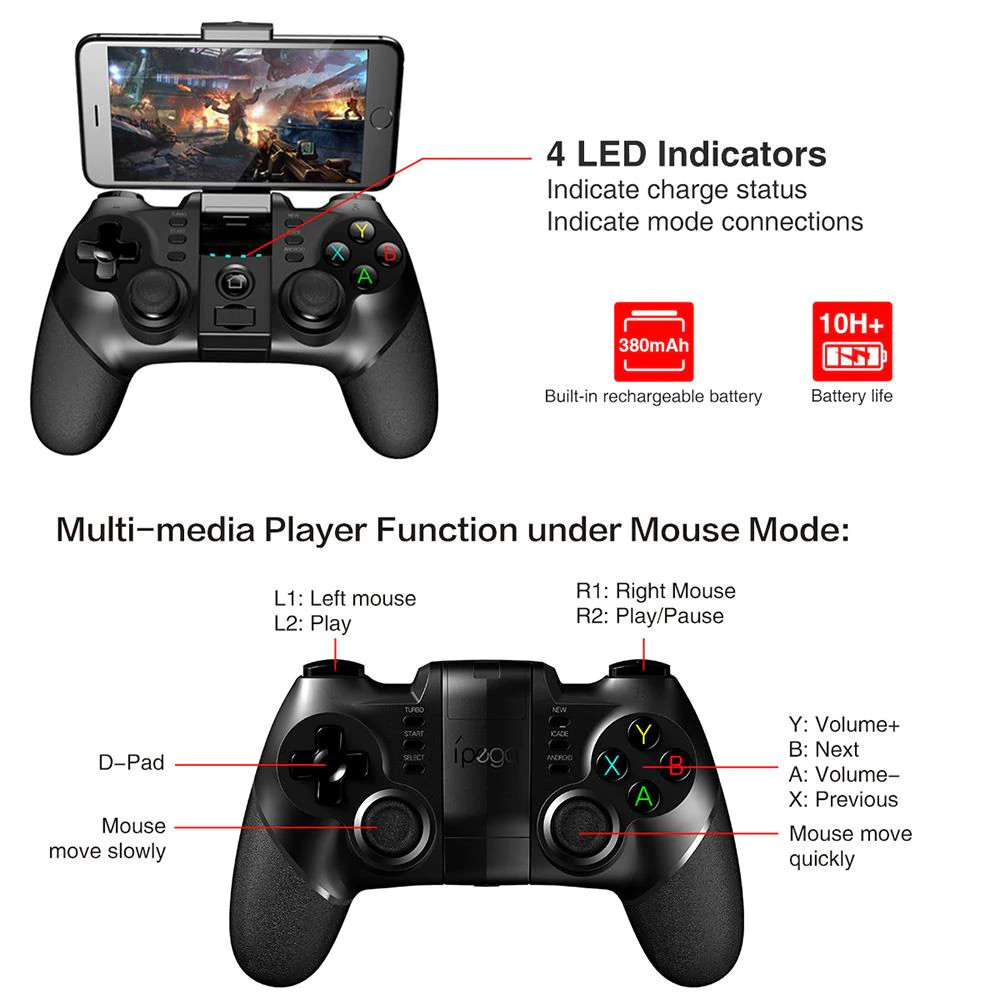 Tay Cầm Chơi Game Bluetooth iPega PG-9076 Dành Cho PS3, Android, Windows Cao Cấp AZONE - Hàng Nhập Khẩu