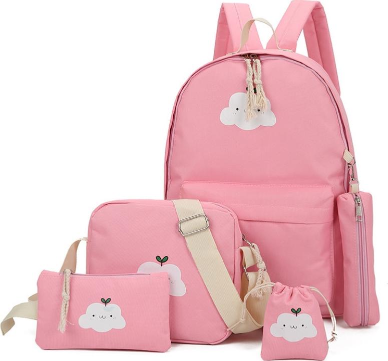Set 5 món balo du lịch tiện ích họa tiết đám mây xinh