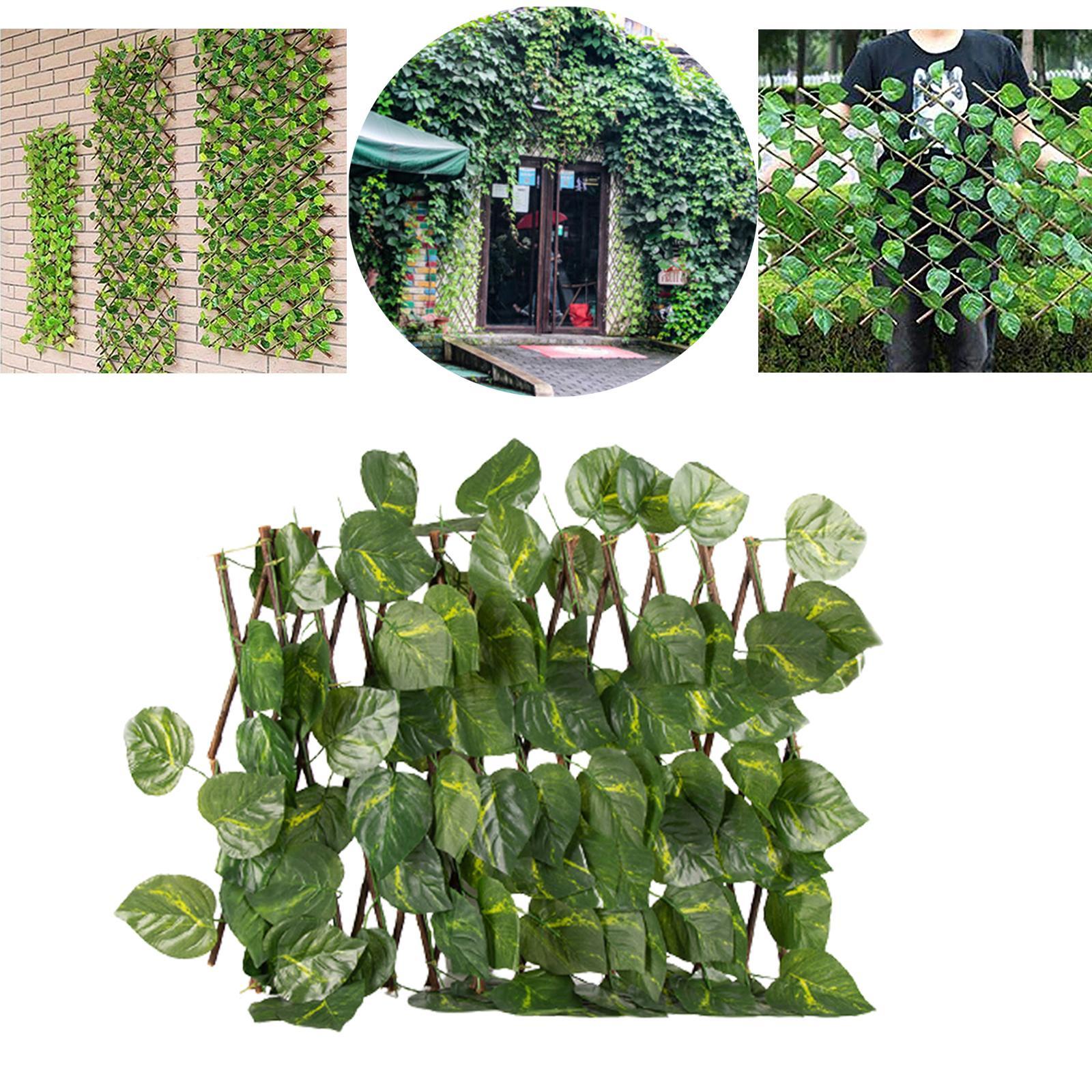 Retractable Garden Fence Privacy Screen Outdoor Evergreen Leaves