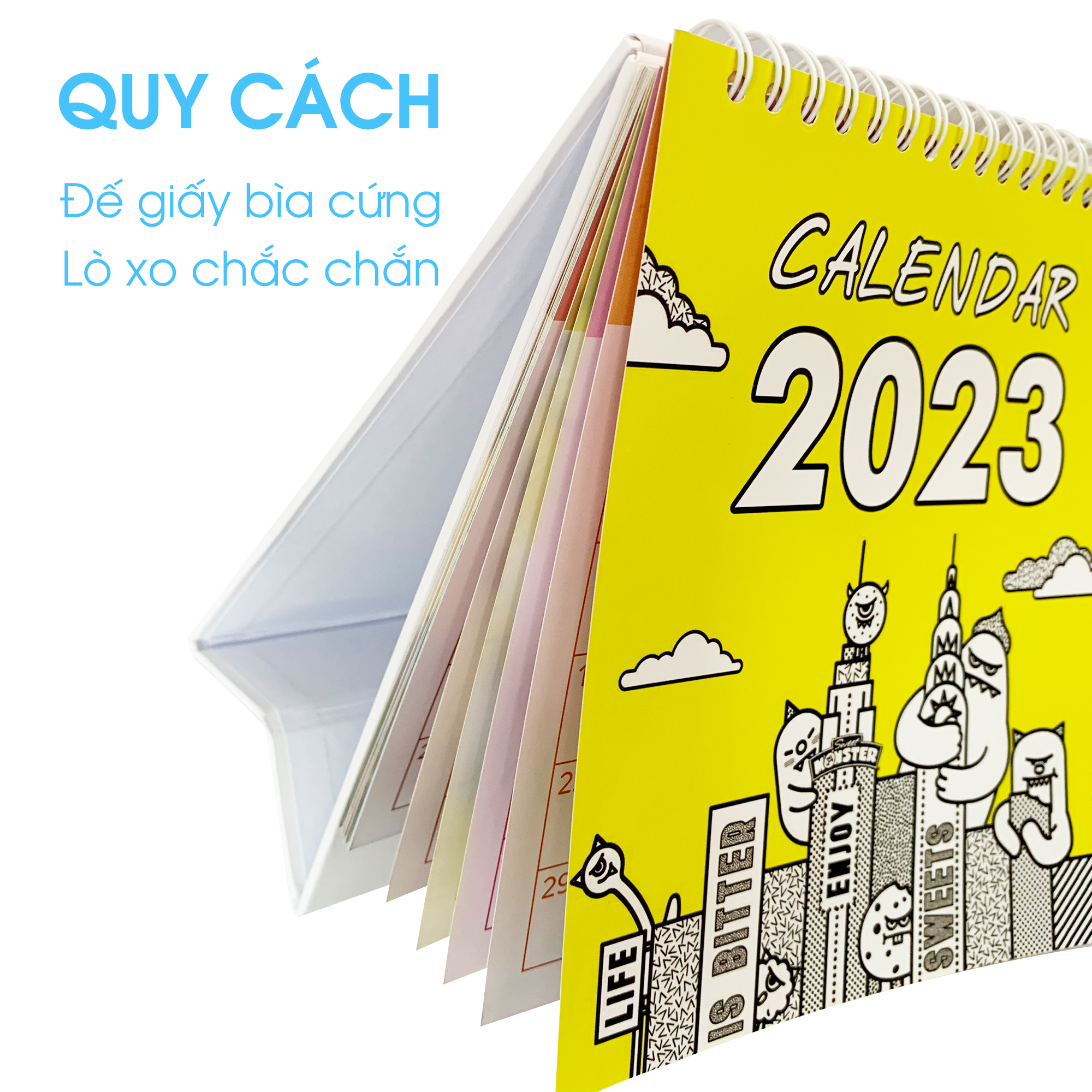 Lịch để bàn 2023 ngày âm dương, sổ tay mini và giấy note ghi chú kế hoạch thiết kế độc quyền