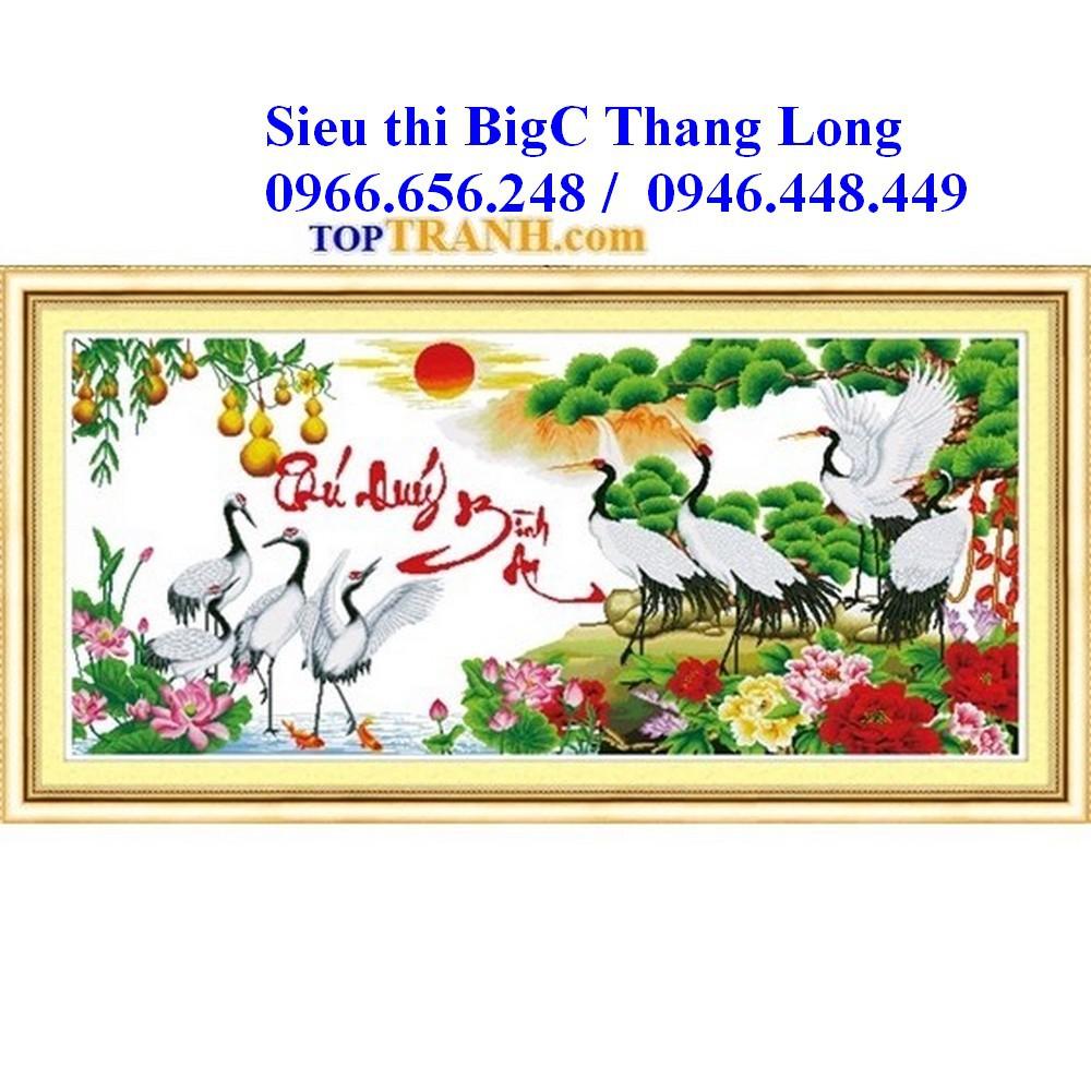 Tranh thêu chữ thập Phú Quý Bình an 222780 (chưa thêu) tranh thêu tùng hạc diên niên diên